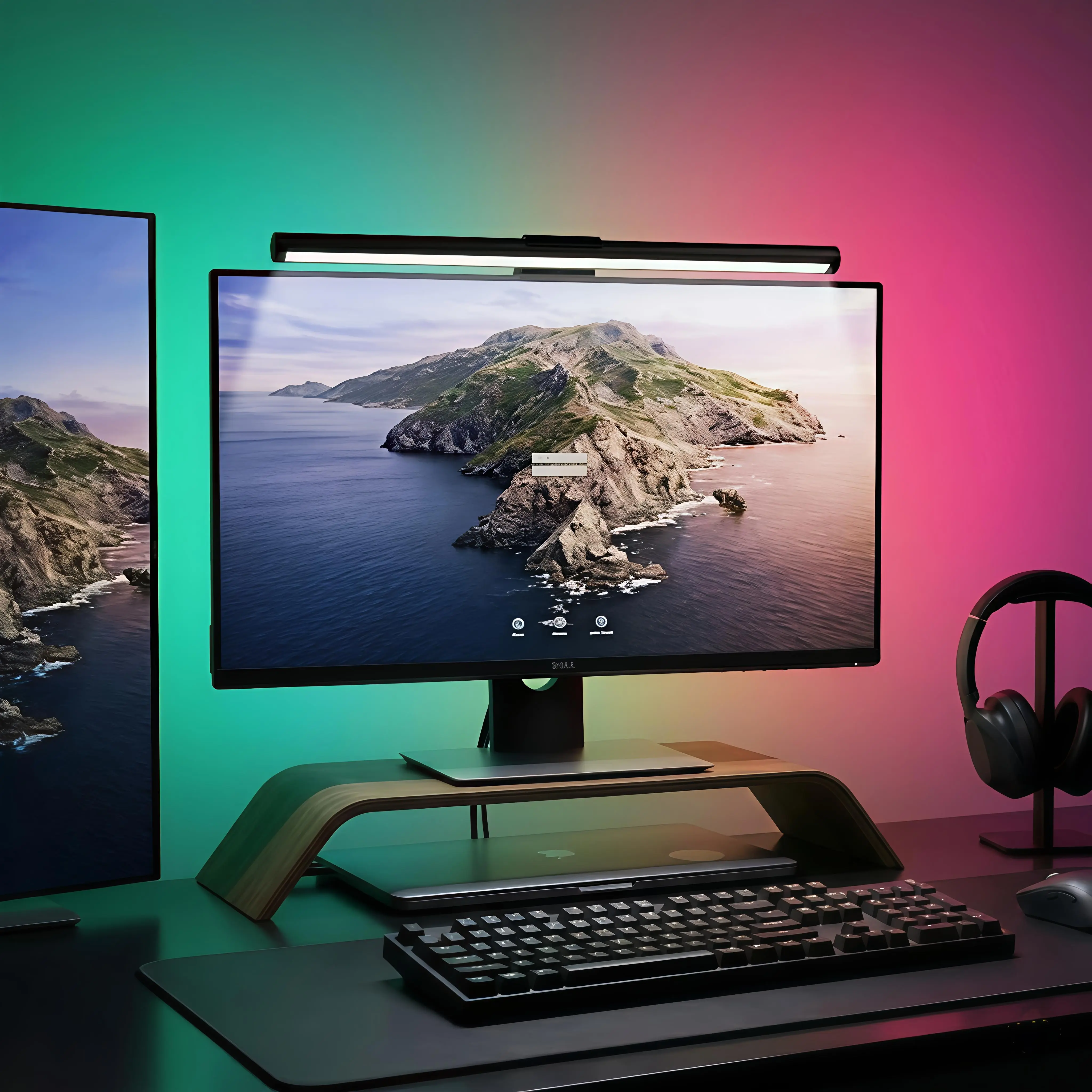 Summerwins  LED Monitor Light Bar with RGB Backlight, USB Computer Screen Lamp with Touch Control, Eye Care Desk Light for Gaming Setup, Home Office Desk Accessories, Dimmable Monitor Lamp for PC Laptop,summerwins