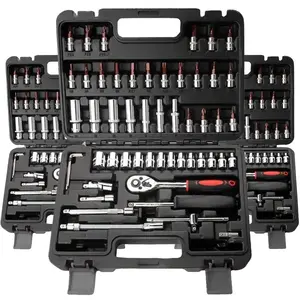53-Piece Complete Mechanics Tool Kit Metric Socket Wrench Set with Extension for Automotive Repair Craft Projects in Storage Case