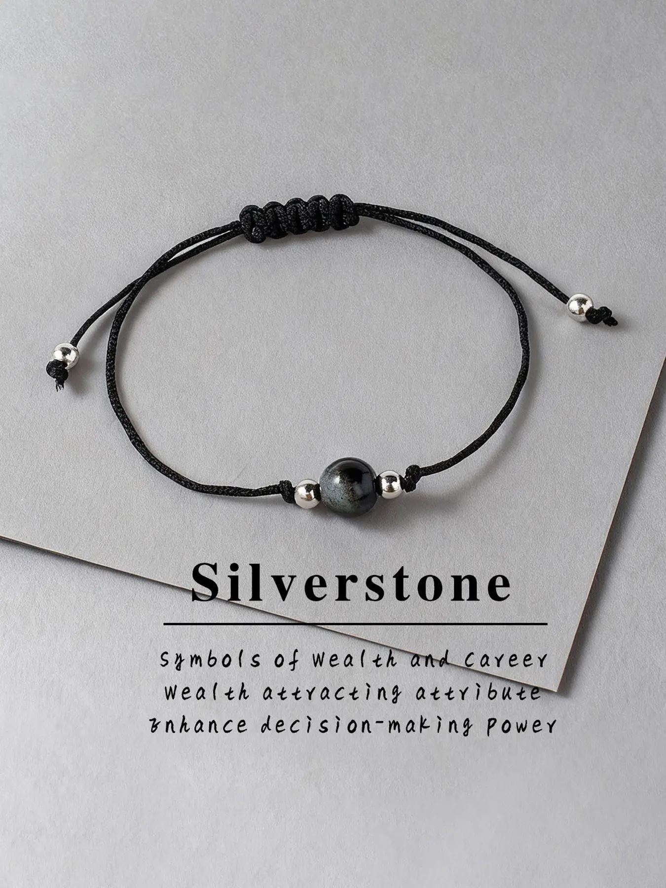 Silver Color Crystal Woven Adjustable Bracelet for Men & Women, Clear Mind, Attract Wealth, Enhance Decision Making, Unisex Jewelry, Beautiful Bracelets