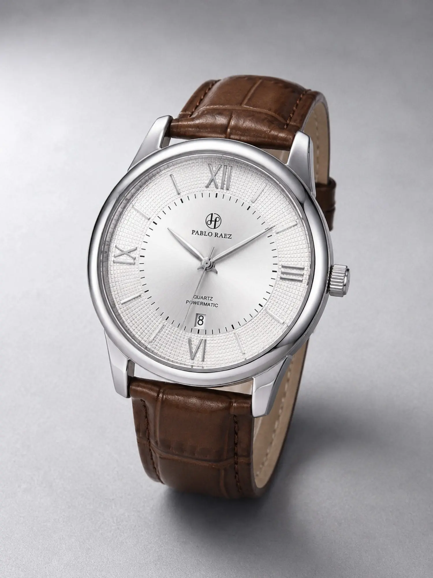 Luxury Men's Watch, Classic Leather Strap, Round Dial Watch, Dial, Calendar Function, Coffee Color Band, Stainless Steel Case, Quartz Movement, Gift Idea, Quartz Analog Wristwatch, Analog Quartz Watches