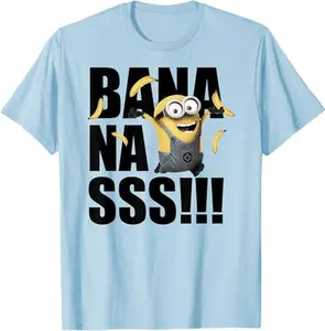 Despicable Me Bananasss Minion Celebrating T-Shirt, Despicable Me Minions Stuart T-Shirt, Cartoon Characters T-Shirt Sublimation #cartoonshirt #gift #tshirt #minionshirt #vintage