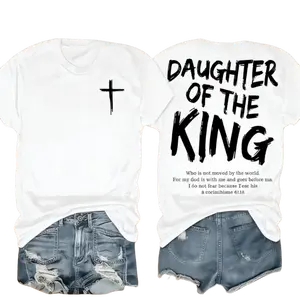 Comfortable and stylish for wearing at home or on the go King Jesus Graphic T-Shirt - Women's Soft Casual Crew Neck Short Sleeve T-Shirt, Double Sided Print, 180g Cotton, Essential for Women