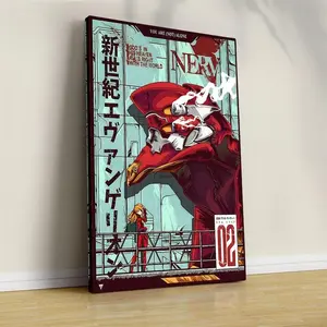 Neon Genesis Evangelion 02 Canvas - Art Print -  Wall Art, Japanese Manga Poster Mecha Anime Art Print Neon Genesis Evangelion Gift