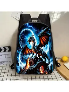 1 Gothic Dragon laptop backpack with water bottle holder - lightweight and durable, adjustable shoulder strap, vibrant cartoon design, perfect for school, work, commuting, travel. School backpack | Gothic backpack | Durable backpack