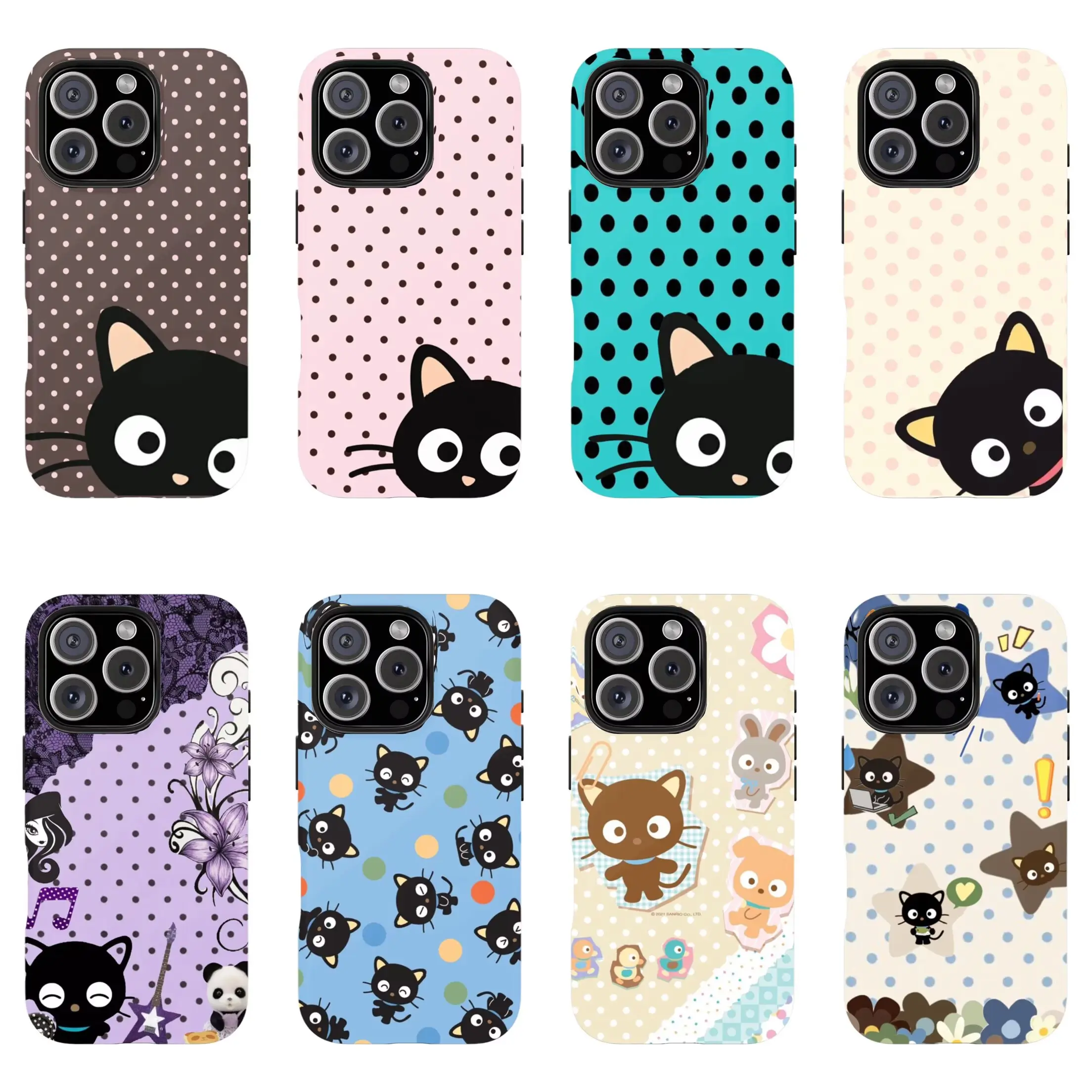 Kawaii Chococat Cartoon Durable Cellphone Case -  Layers Casing, Cat Aesthetic Cover Accessory for iPhone 13-17 18 Pro Max, Ideal Phone Accessories for Birthday Gifting