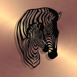 Metal Wall Art, Zebra Pattern Wall Decor, Modern Wall Hanging Decor for Home Living Room Bedroom Office Coffee Shop, Ornaments