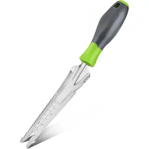 Hand Weeder Puller, 5-in-1 Stainless Steel Garden Trowel with Soft Handle, Gardening Weeding Tool for Easy Weeder Removal, Planting, Weeding, Flower & Vegetable Care in Garden Lawn Yard