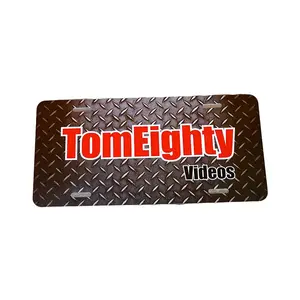 TomEighty License Plate with "TomEighty Videos" Text, Plastic Finish, Suitable for Various Applications