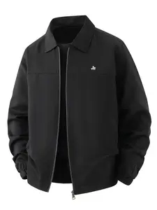 Men's lightweight casual jacket, zipper closure - lapel design, men's versatile lightweight business jacket, machine washable, 100% polyester fiber, suitable for daily leisure, work and formal occasions - spring and autumn seasons