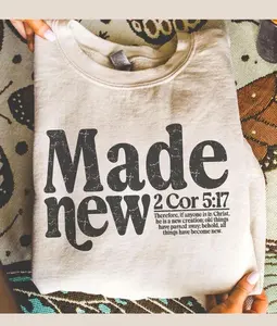 Made New 2 Corinthians 5 17 Christian Bible Verse Faith Renewal Graphic T-shirt New Creation Religious Lifestyle Shirt Short Sleeve Tees