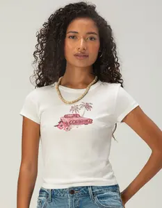 FULL TILT Car Hibiscus Womens Baby Tee