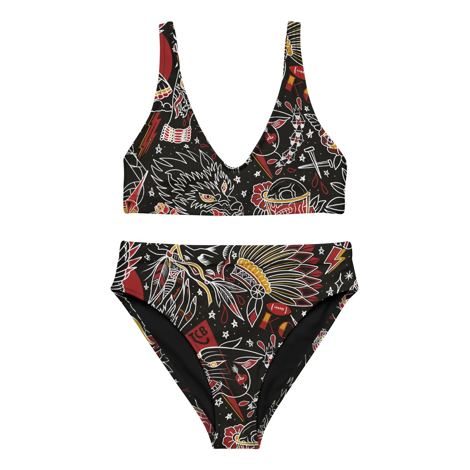 KC Tattoo high-waisted bikini