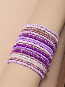 20 Pcs Boho Rainbow Stripe Beaded Bracelets Set, Elastic Stretch Jewelry, Layered Colorful Energy Bands, Festival Decorative Accessories