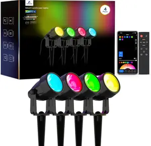 Appeck Spot Lights Outdoor, RGBW Low Voltage Landscape Lighting, Color Changing Uplighting Spotlights with App, IP65 Waterproof LED Outdoor Lights for Garden Yard Outside Decoration