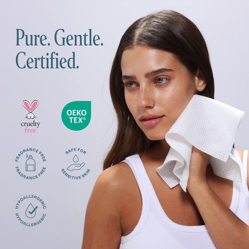 Cliganic Clean Face Towels XL, Disposable, Ultra-Absorbent, Hypoallergenic & Soft - Makeup Remover Dry Wipes, Pamper Your Face, Feel Fresh & Radiant, Hygienic Towelettes, for All Skin Types (50 Ct)