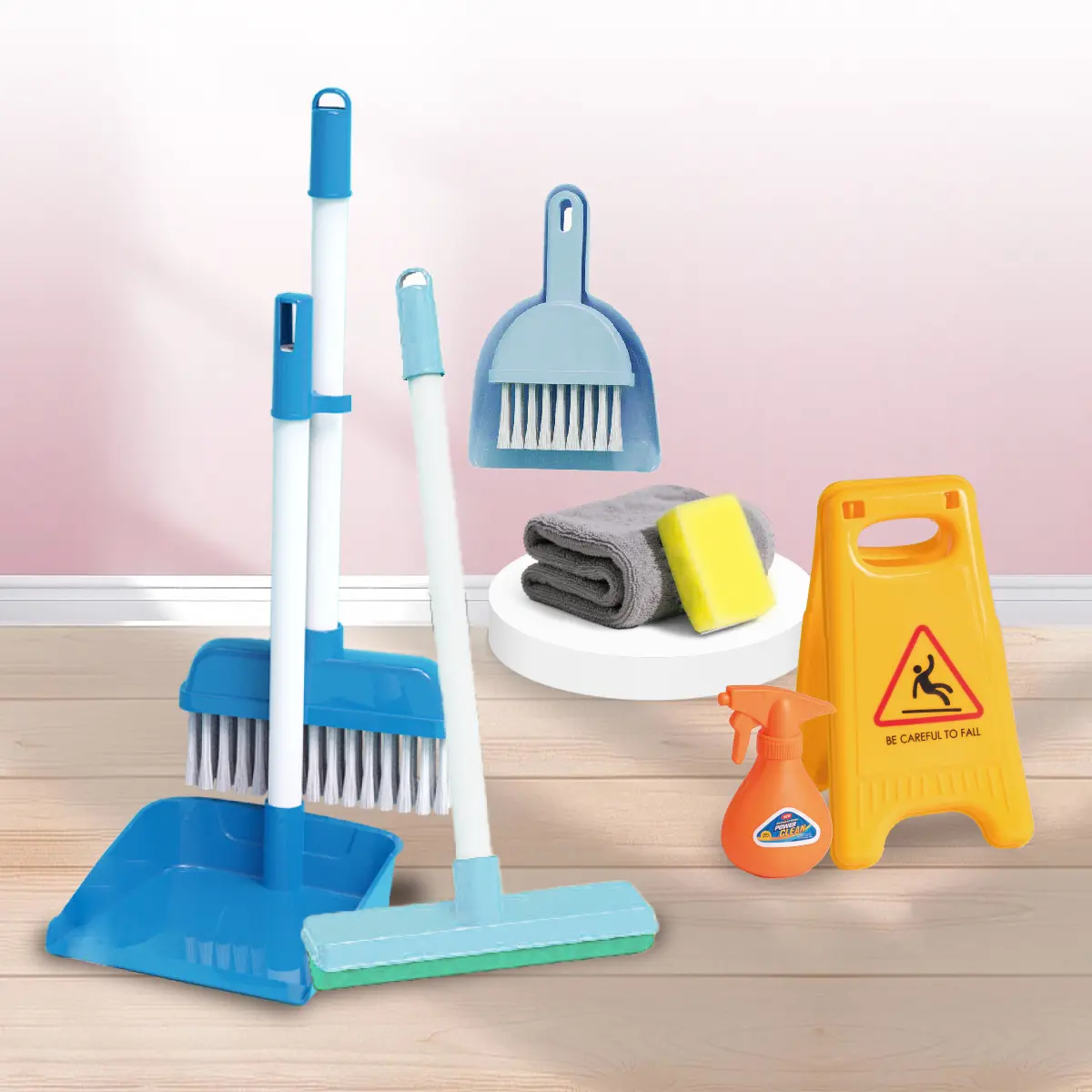 Realistic Broom Mop Set, Cleaning Playset, Housekeeping Playset, Pretend Play Cleaning Toy Kit, Gift Box for Kids Aged 3+, Educational Role-Playing Toys