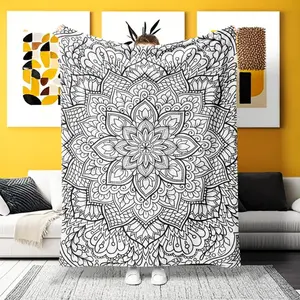"A Lavish Black & White Mandala Flower Flannel Blanket – Ultra-soft for Home, Camping & Office! Ideal for art & relaxation lovers seeking intricate, calming decor with a detailed mandala-flower twist and cozy, versatile functionality."