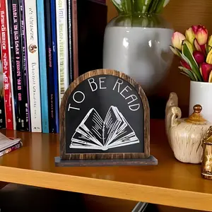Wooden Book Stand Vintage Arched Blackboard Reading Reminder, Wooden Blackboard Reading Plan Display, Desk Decor for Home Library, Office Home Decor, Desk Signage Decoration