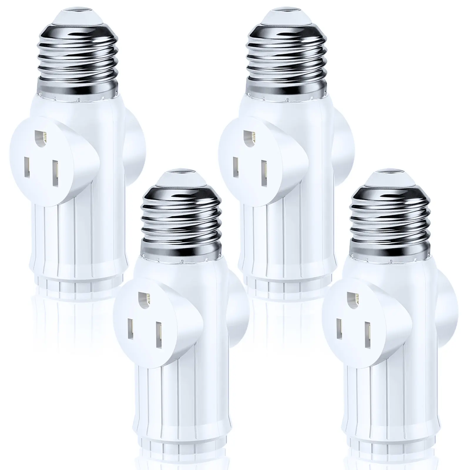 Light Socket Outlet Adapter, 3-in-1 Light Socket to Plug Adapter for Expanding 3&2 Prong Sockets, E26 E27 Light Bulb Outlet Socket Adapter, Safety Performance & Professional Material