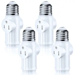 Light Socket Outlet Adapter, 3-in-1 Light Socket to Plug Adapter for Expanding 3&2 Prong Sockets, E26 E27 Light Bulb Outlet Socket Adapter, Safety Performance & Professional Material