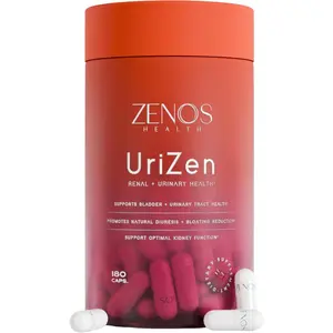 Zenos Health UriZen - 180 Capsules for Renal & Urinary Health Support - Natural Diuresis & Bladder Health - Science-Backed Ingredients