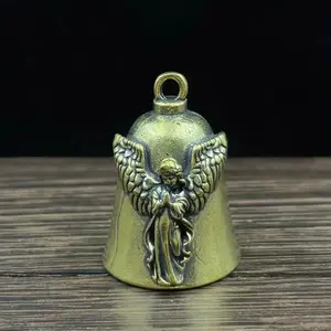 Brass Antique Bell Chime Angel Bell Small Copper Ornament Hanging Piece, Decorative Brass Bell for Home Decoration, Unique Gift Idea