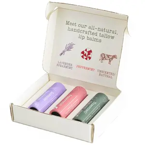 Hearth & Homestead - Handmade Beef Tallow Lip Balm Collection | Organic & Natural Lip Stick Moisturizer - for Women and Men - Ideal Gift - Unscented/Peppermint/Lavender-Spearmint (Set of 3 .33 oz)