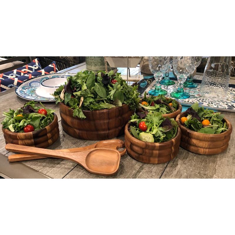 7-Piece Acacia Wood Salad Bowl Set - Extra Large with Servers