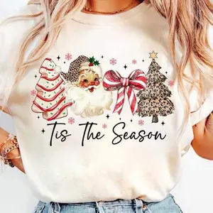 Tis The Season Leopard Santa Shirt Pullover Womenswear Apparel Fit Hoodie ComfortWear UnisexFashion DigitalPrinting