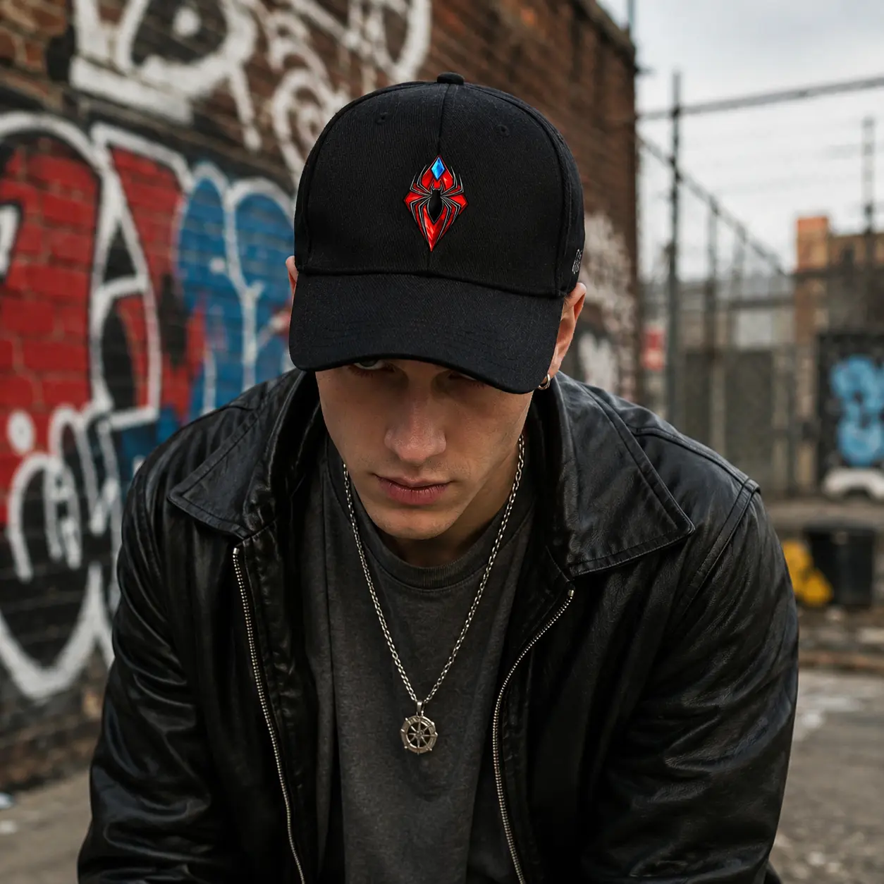 Unisex Fashionable Spider Baseball Hat - Adjustable Casual Headwear for Outdoor Activities, Spring-Autumn Beaches or Vacations