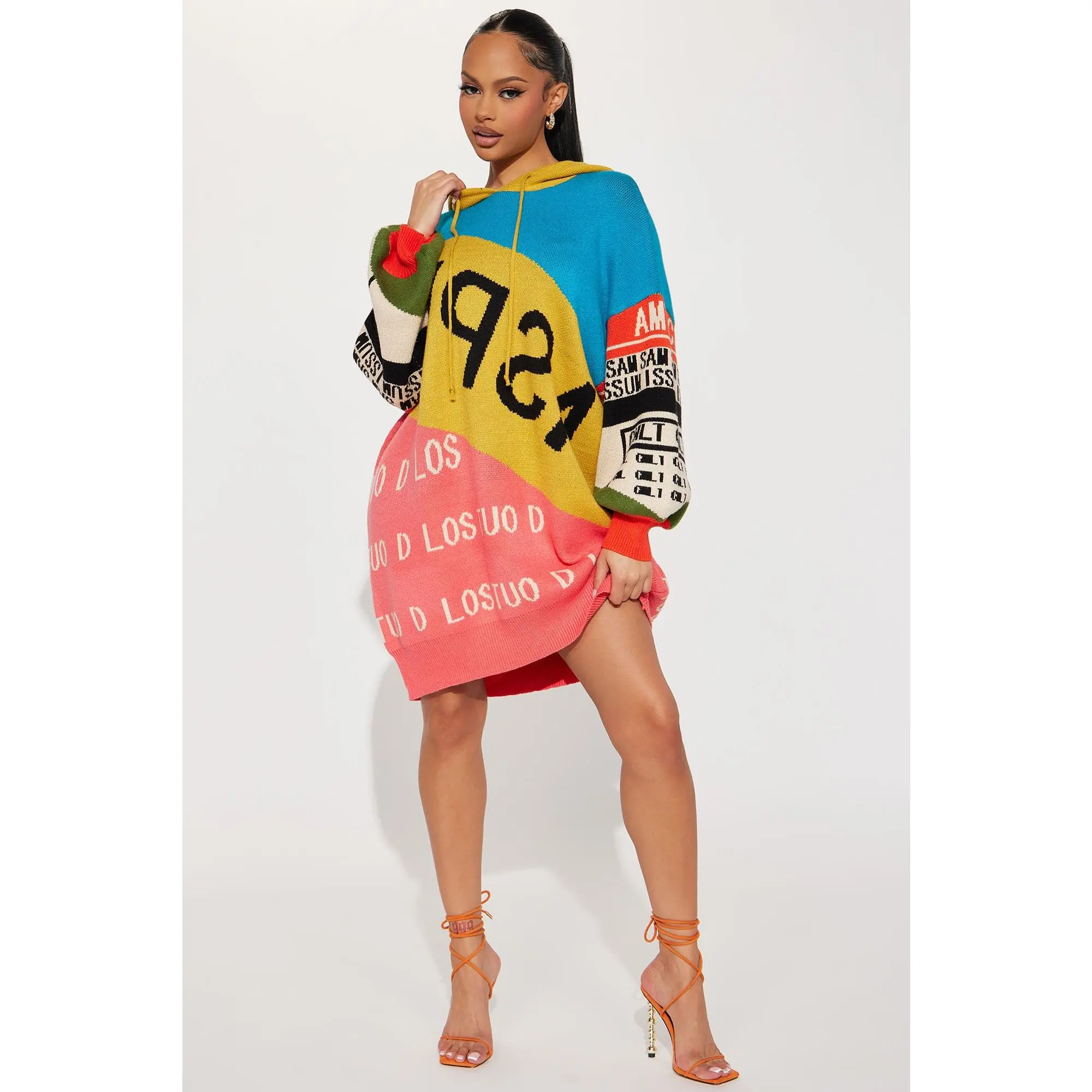 Los Moto Sweater Mini Dress - Multi Color