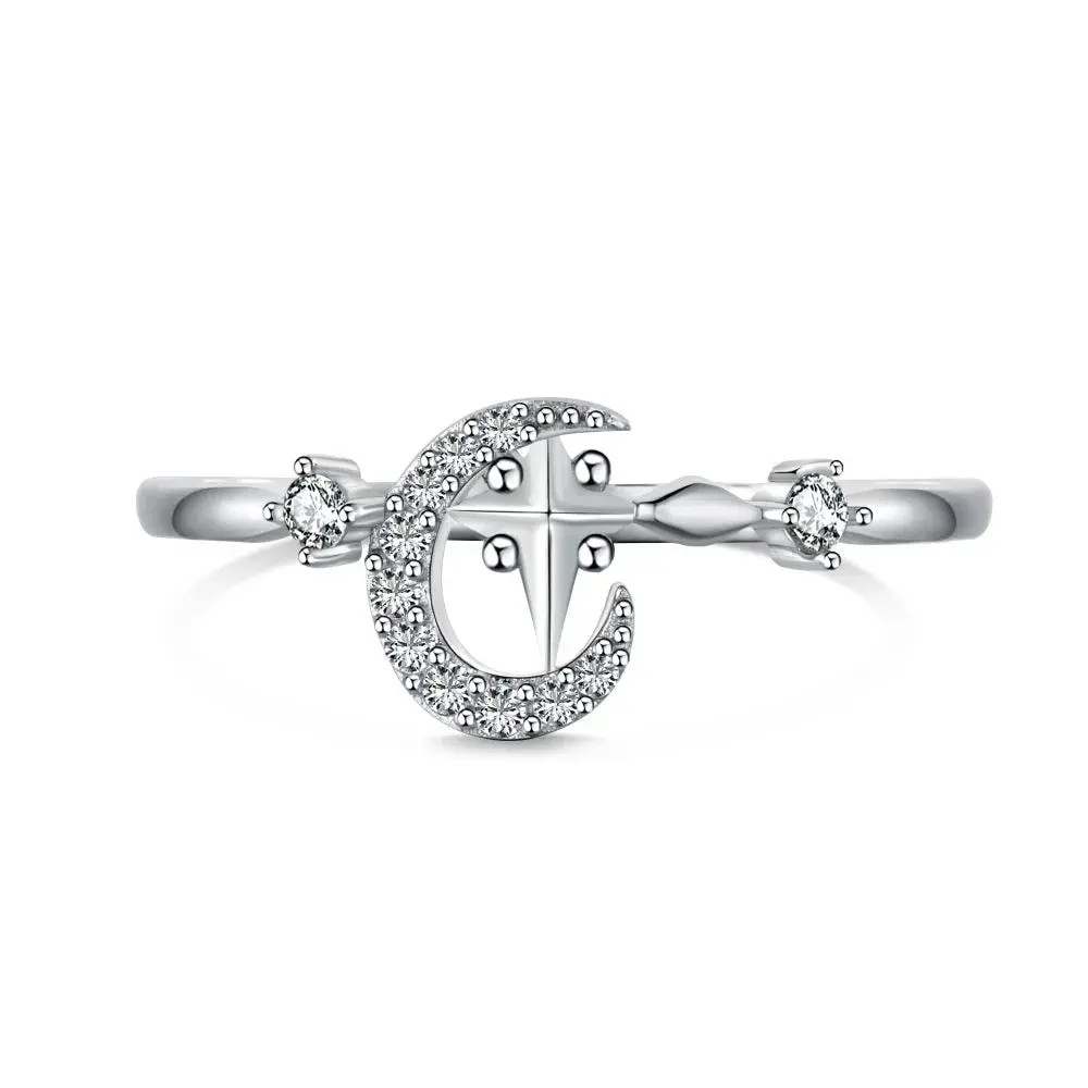 Faith Cross Moon Ring
