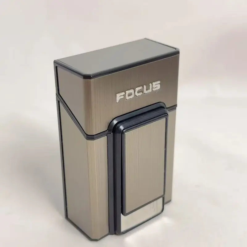 gun lighter with cigarette case Gun Shaped Windproof Inflatable Lighter Cigarette Box Pistol Design Metal & Plastic Custom Logo Outdoor/Indoor Use Giveaways