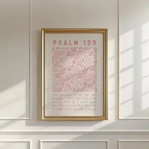Room Decor, Unframed, Psalm 139 Coastal Granddaughter Prints Christian Wall Art Bible Verse Decor Printable Product Pink Girly Apartment Housewarming Gift