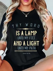 100% Cotton Unisex Psalm 119:105 Thy Word Is A Lamp Christian Bible Verse Gift T-Shirt Casual Graphic Printed Vintage Tshirt
