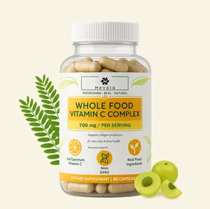 Whole Food Vitamin C Complex Supplement 700mg per Serving - 60 Capsules - Immune Support & Collagen Maintenance
