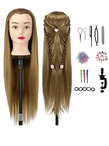 28 Inch Mannequin Head with Hair, Professional Hairdresser Dummy Head for Hairstyling & Makeup, Durable Plastic Material, Wig Tool