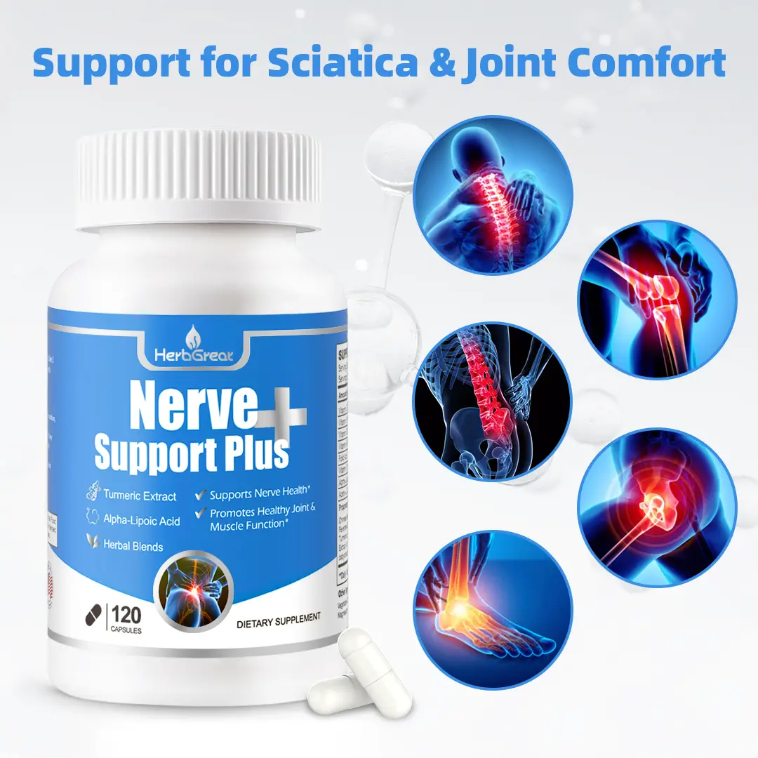 HERBGREAT Nerve Support Plus - 120 Capsules for Sciatic Nerve Health & Joint Com...