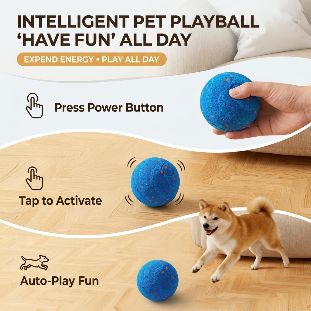 Smart Rolling Ball for Dogs & Cats!  Auto-Chase Toy with 3 Modes. Perfect for Puppies & Big Dogs Indoors!