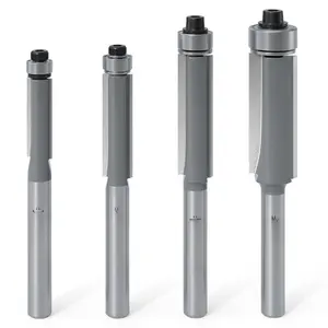 Professional 4 count Flush Trim Router Bit Set 1/4 Inch Shank, Top Bearing, Flush Trim Router Bit Set for Woodworking Embedding Edging Milling Drill Bits, 1/4", 5/16", 3/8", 1/2"  Diameter