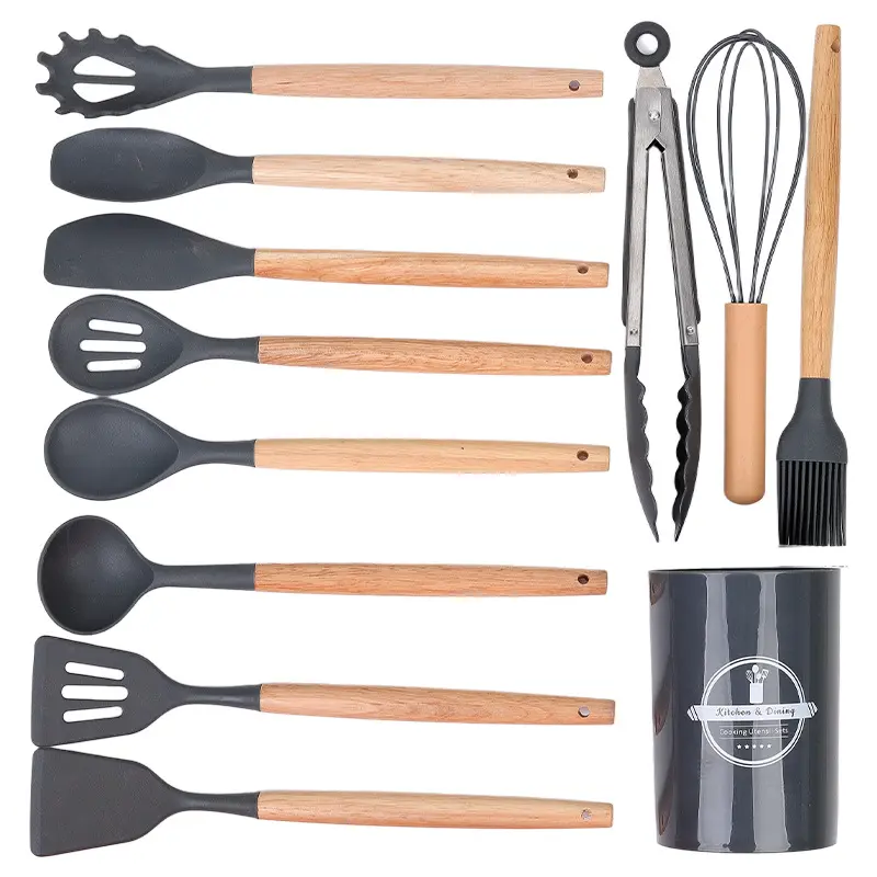 Silicone Cooking Utensils Set, 12pcs/set Non-stick Heat Resistant Kitchen Utensils Set, Kitchen Cooking Utensils Set for Home Use, Kitchen Cooking Accessories, Cooking Gadgets, Household Kitchen Cooking