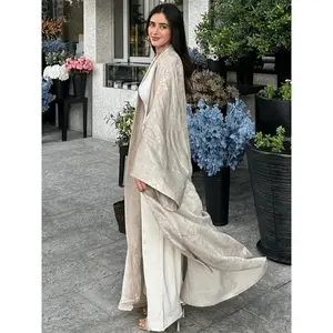 Elegant Black Abaya with Golden Embroidery - Modest Muslim Fashion, Long-Sleeve Cover-Up for Women, Coverup | Elegant Abaya | Detailed Formal Beige Modesty Caftan Wrap