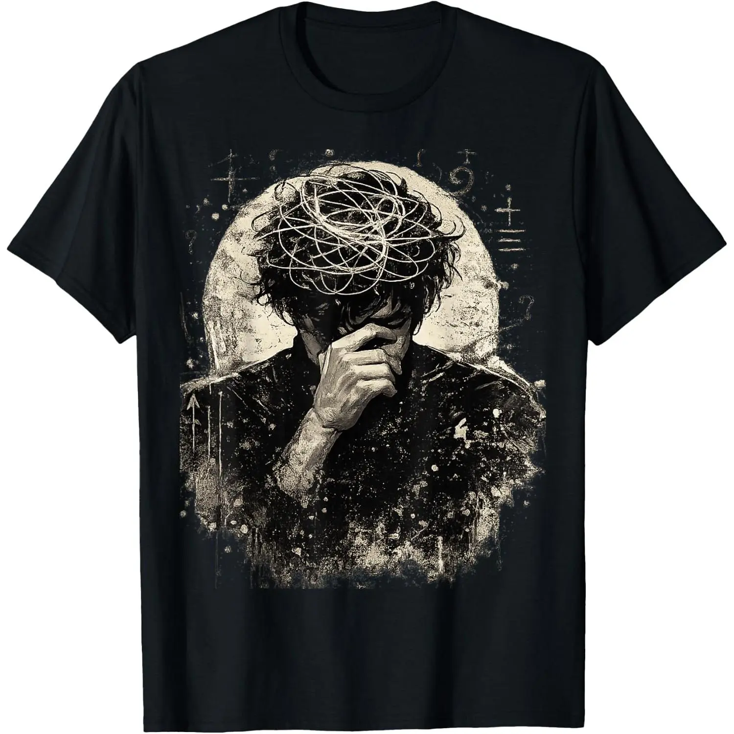 100%cotton Abstract Grunge Thinker | Distressed Monochrome Art Tee T-Shirt