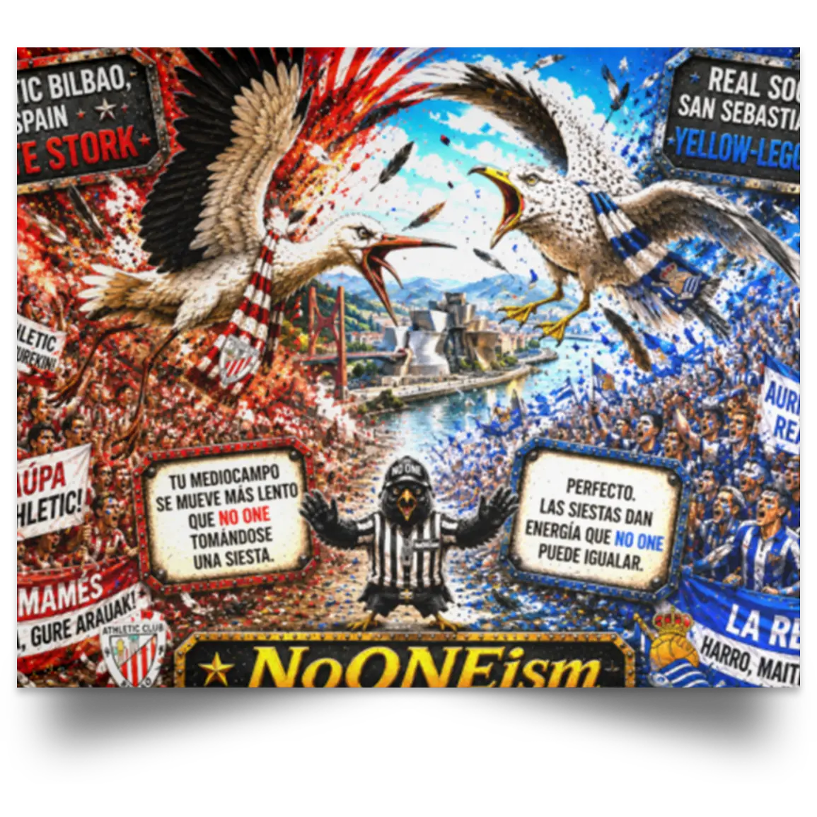 Athletic Bilbao vs. Real Sociedad – NoONEism™ Bird Soccer Rivalry Poster