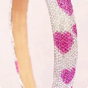 Pink Crystal Heart Headband