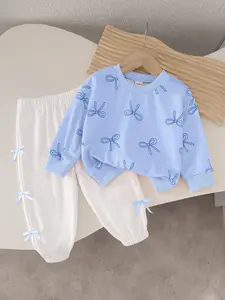 Baby Girl Fall Long Sleeve Butterfly Print Sweatshirt and Pants Set, Baby Girl Clothes, Cute Toddler, Comfortable and Stylish