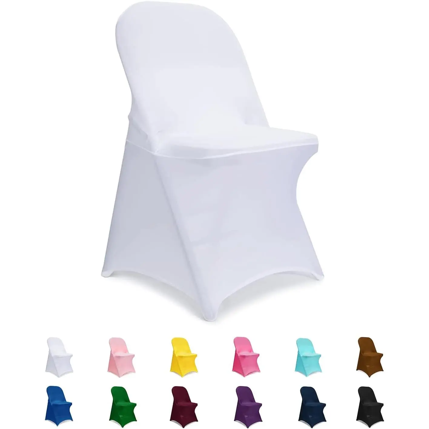 Folding Chair Covers White, Spandex Chair Slipcovers 10 count, Universal Fitted Chair Slipcovers for Wedding, Party, Banquet, Holidays, Celebration