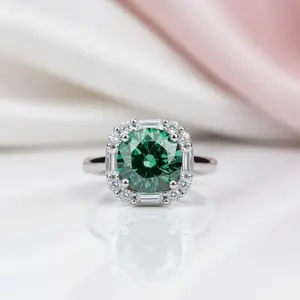 1 Carat Round Green Diamond Option Engagement Ring