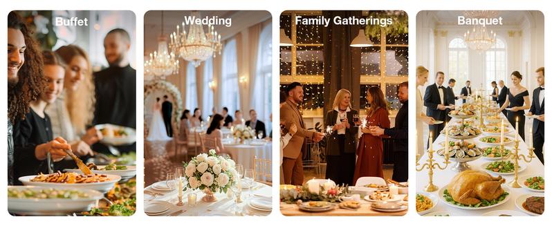 WARMOUNTS Round 5QT Chafing Dishes for Buffet with Glass Lid (2/4/6-Pack) | Chafers and Buffet Warmers for New Year‘s Party & Winter Gathering | Wedding & Catering