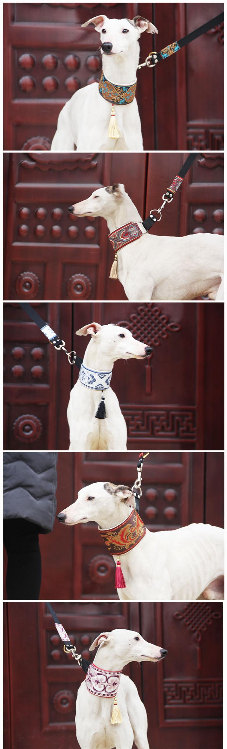 Ethnic Style Leather Dog Collar Small and Medium-Sized Dog Collar Greyhound  Whippet collar (non-adjustable)